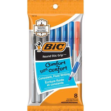 BiC Round Stic Grip Ball Pens 1.2 mm (8 ct)