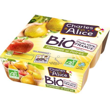 Compote pomme poire Bio CHARLES & ALICE - les 4 pots de 95g