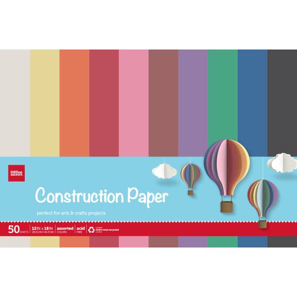 Office Depot Brand Construction Paper Recycled Assorted Colors (50 pack)