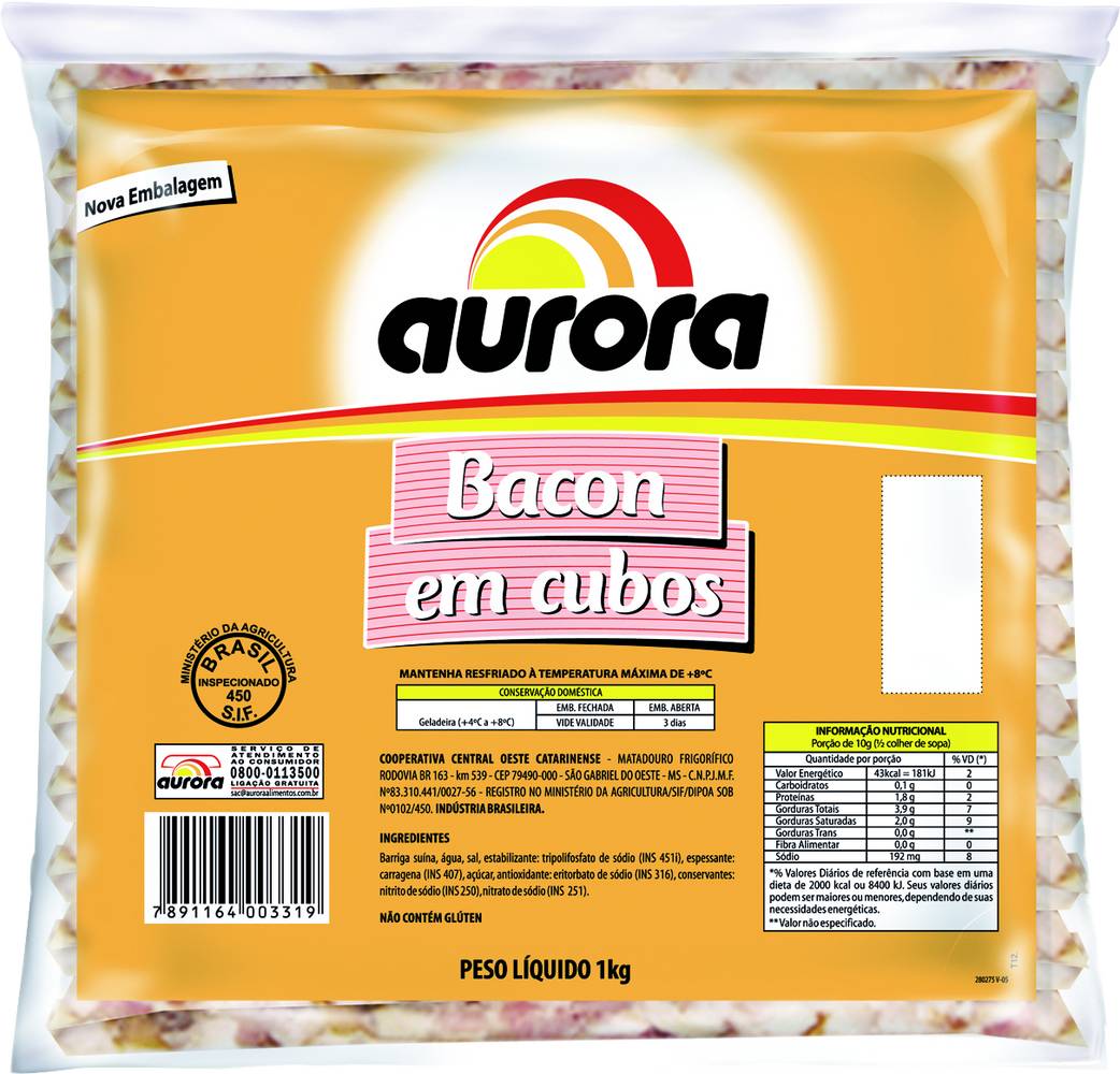 Aurora Bacon em cubos (1 kg)