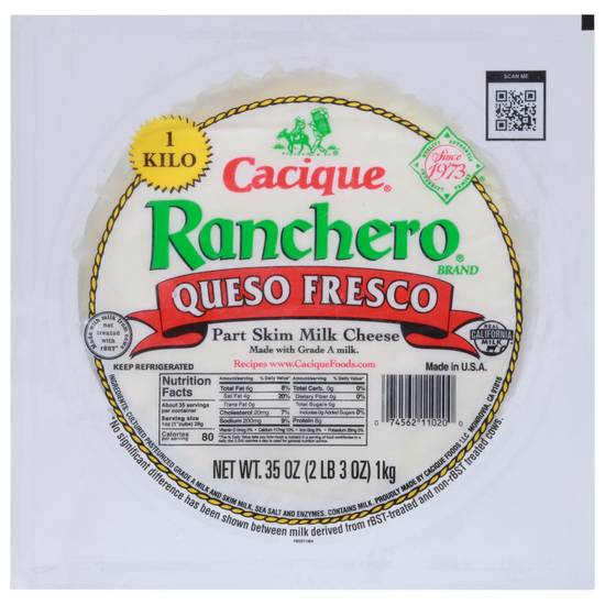 Cacique Ranchero Queso Fresco Part Skim Milk Cheese (milk)