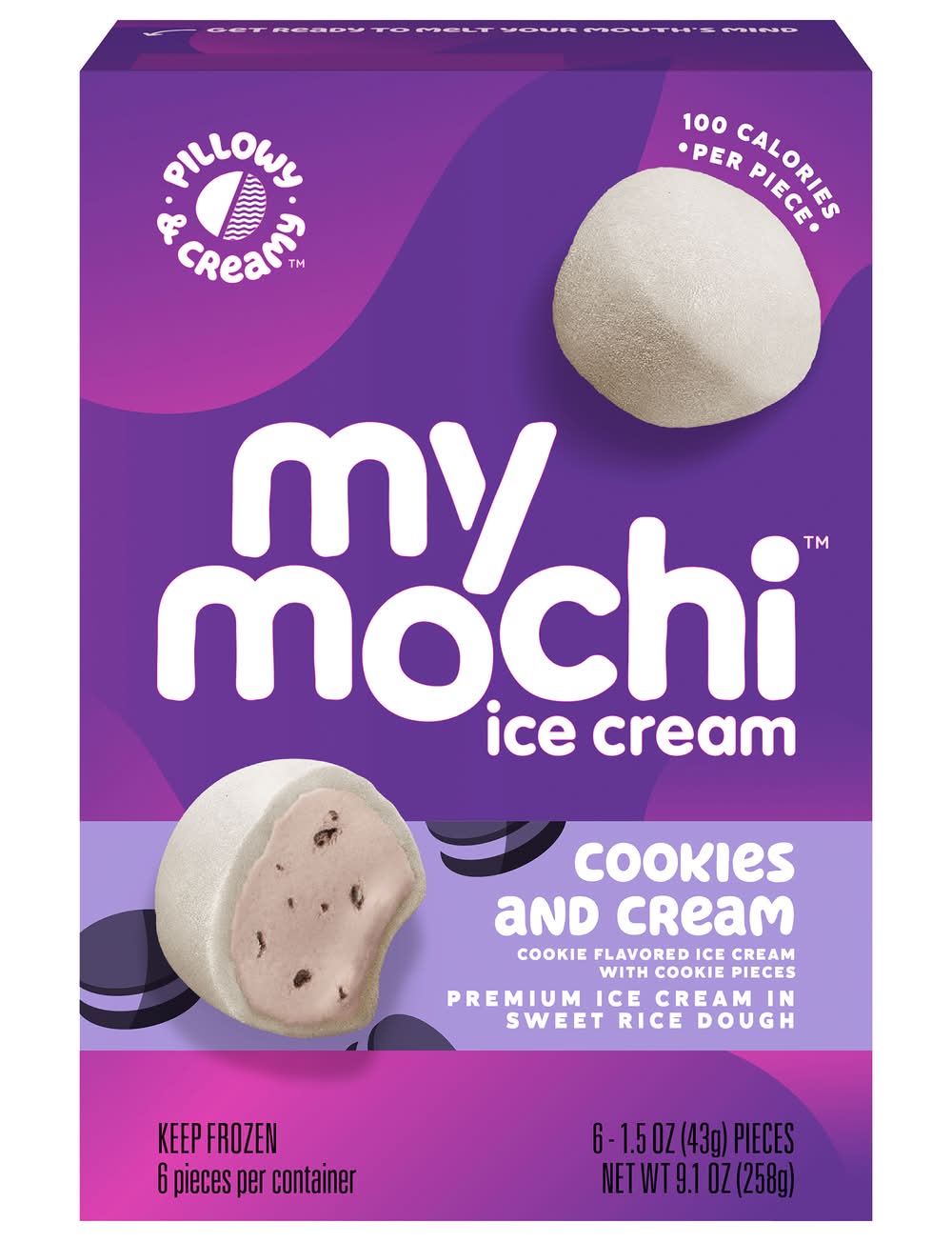 My/Mochi Premium Ice Cream, Cookies and Cream (6 x 1.5 oz)