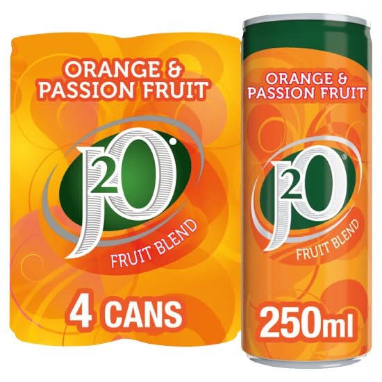 J2O Orange & Passion Fruit, Fruit Blend Juice Drink (4 x 250ml)
