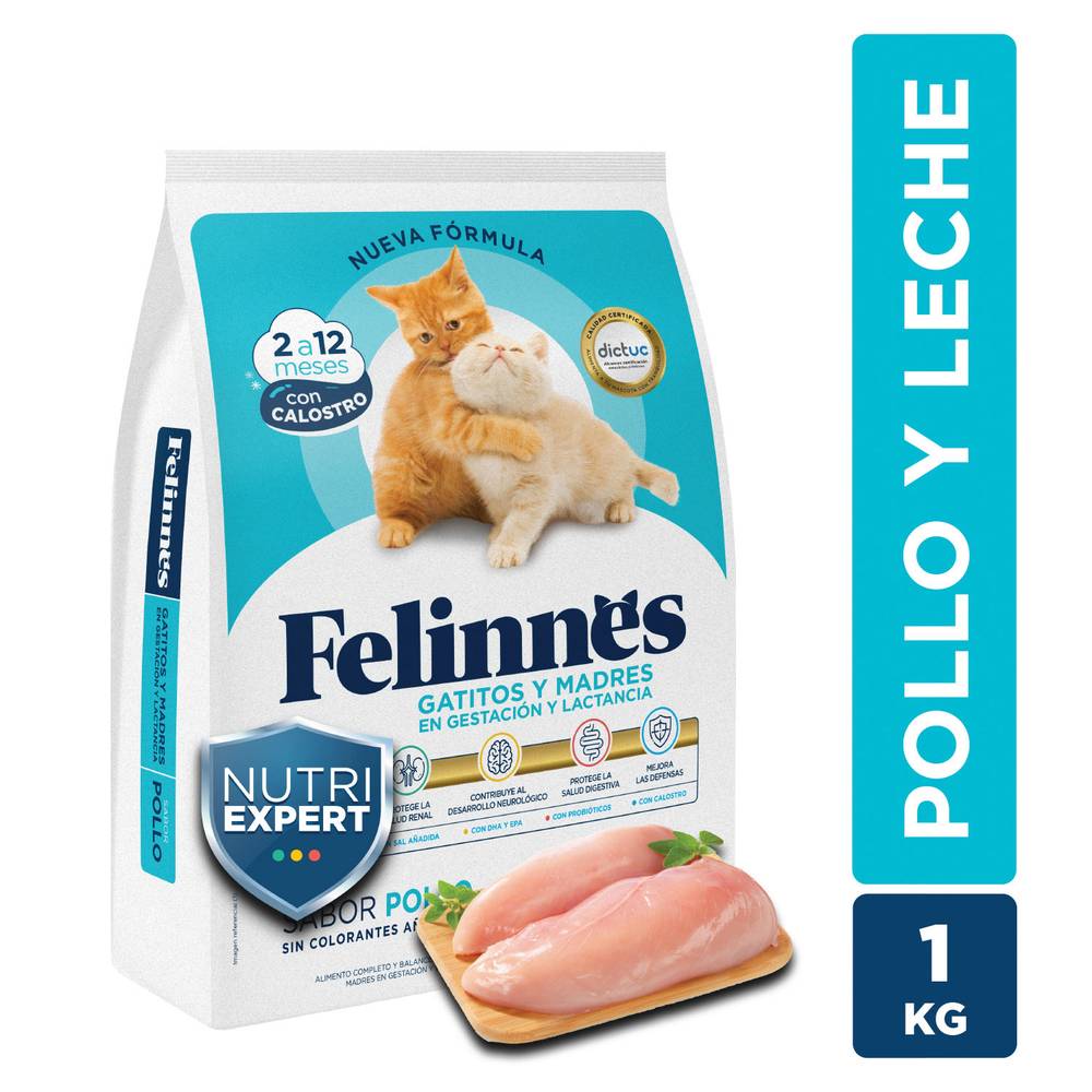 Felinnes alimento felino crías y madres en gestación y lactancia sabor pollo (bolsa 1 kg)