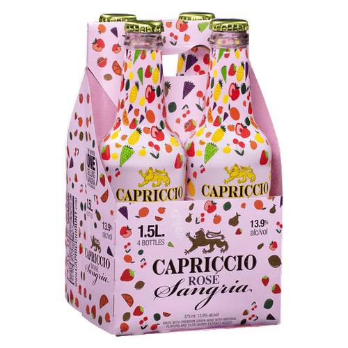 Capriccio Rose Sangria Wine (4 pack, 375 ml)