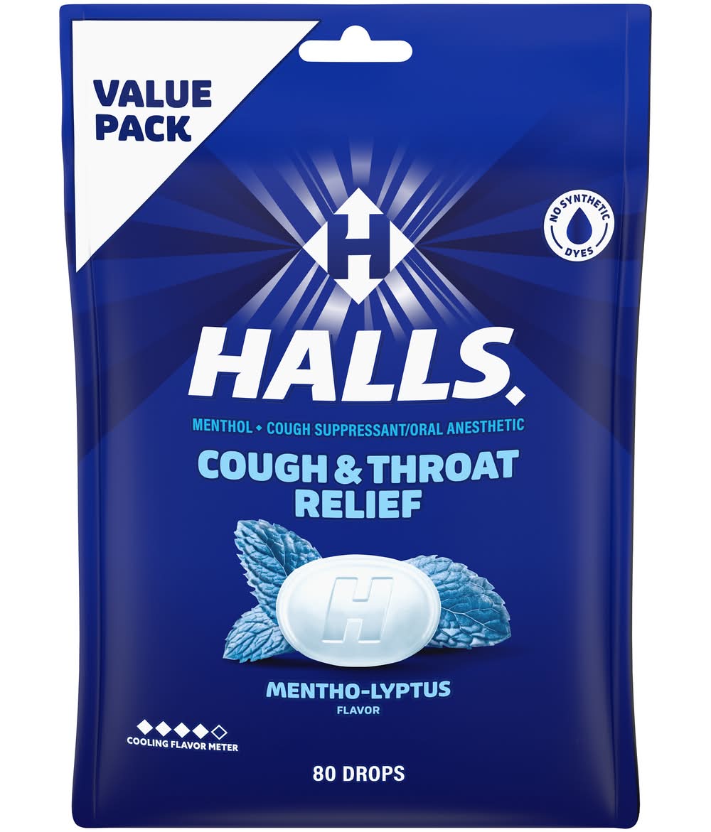 Halls Cough & Throat Relief, Mentho-Lyptus (8.75 oz, 80 ct)