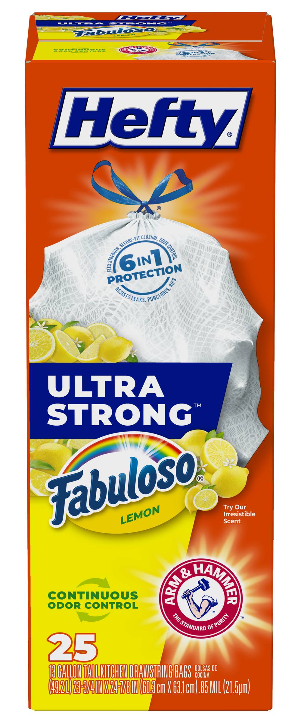 Hefty Ultra Strong 13 Gallon Fabuloso Lemon Drawstring Bags