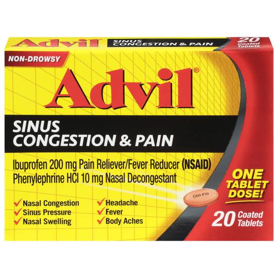 Advil Sinus Congestion & Pain Relief Coated Tablets (20 ct)