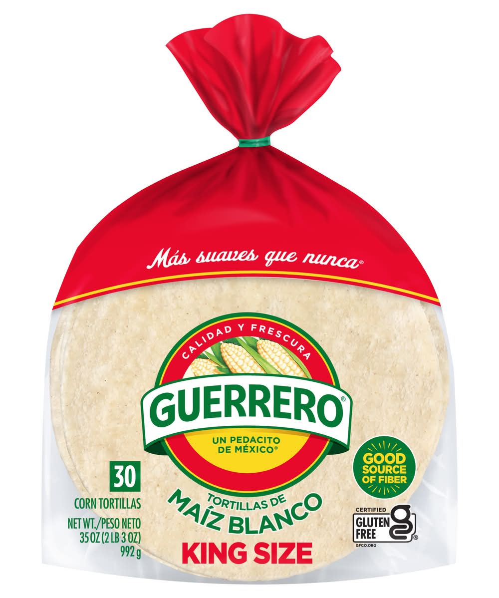 Guerrero White Corn Tortillas, King (35 oz, 30 ct)