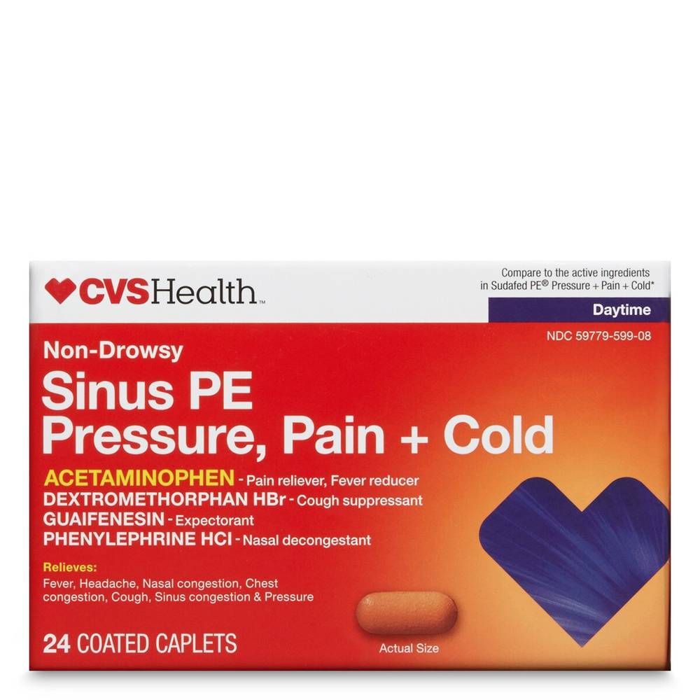 CVS Health Sinus Pe Pressure Pain + Cold Relief Caplets (24 ct)