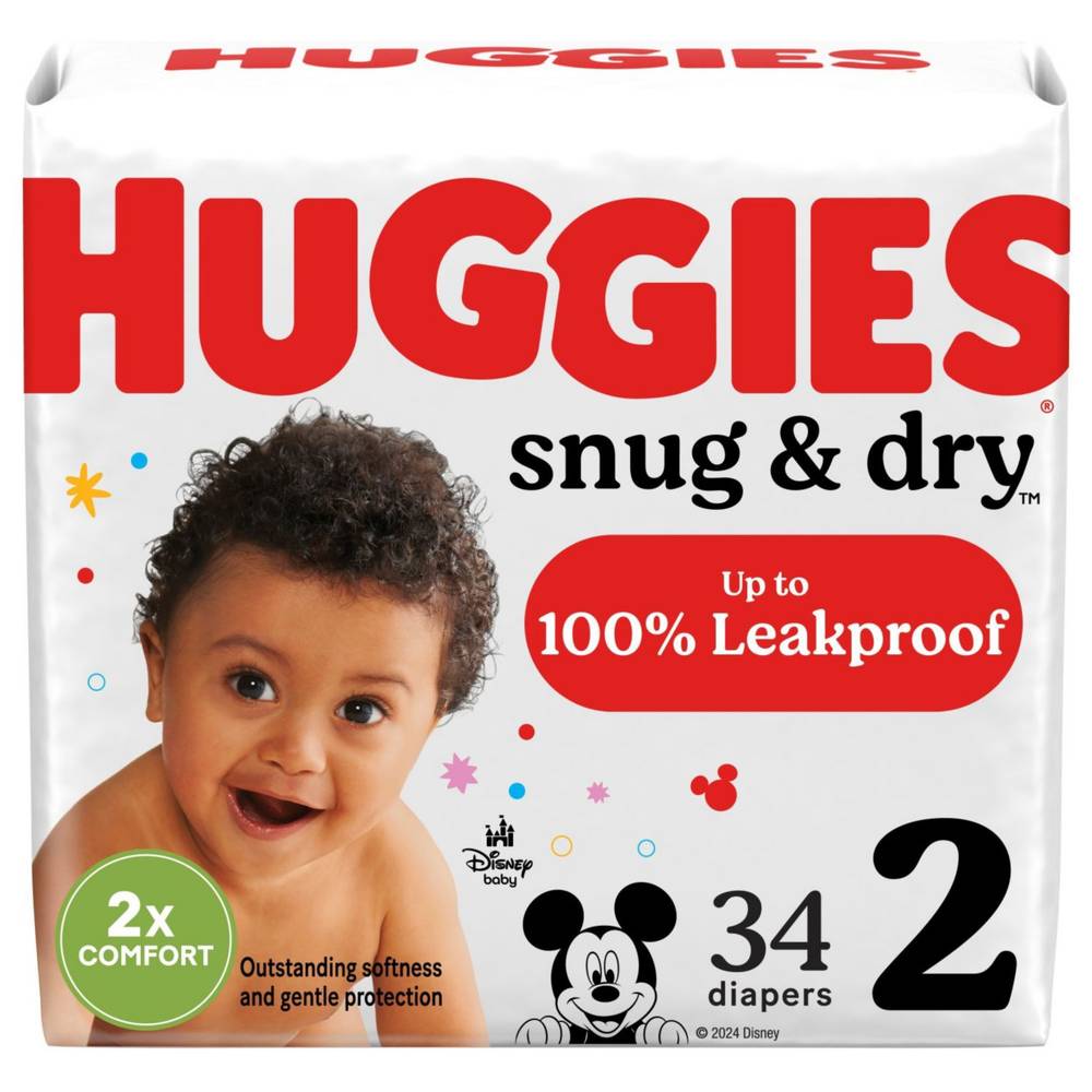 Huggies Snug & Dry Diapers, Size 2, 34 Ct