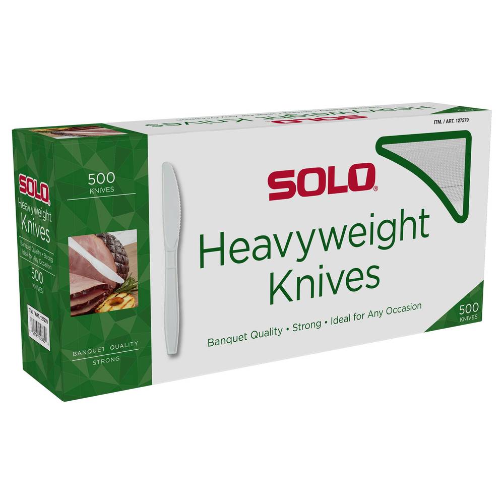 Solo Heavyweight Plastic Knife, White, 500 count