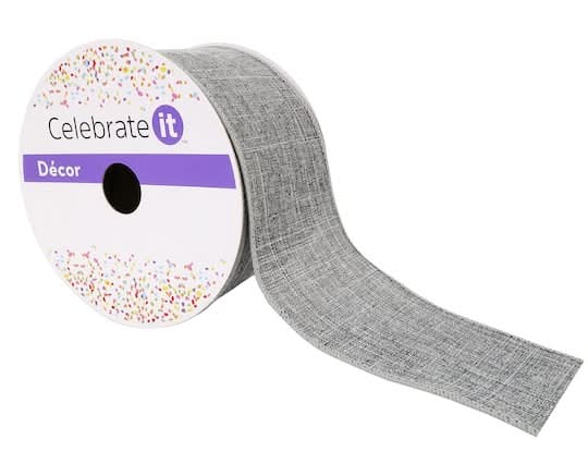 2.5" X 25Ft. Faux Linen Wired Ribbon By Celebrate It