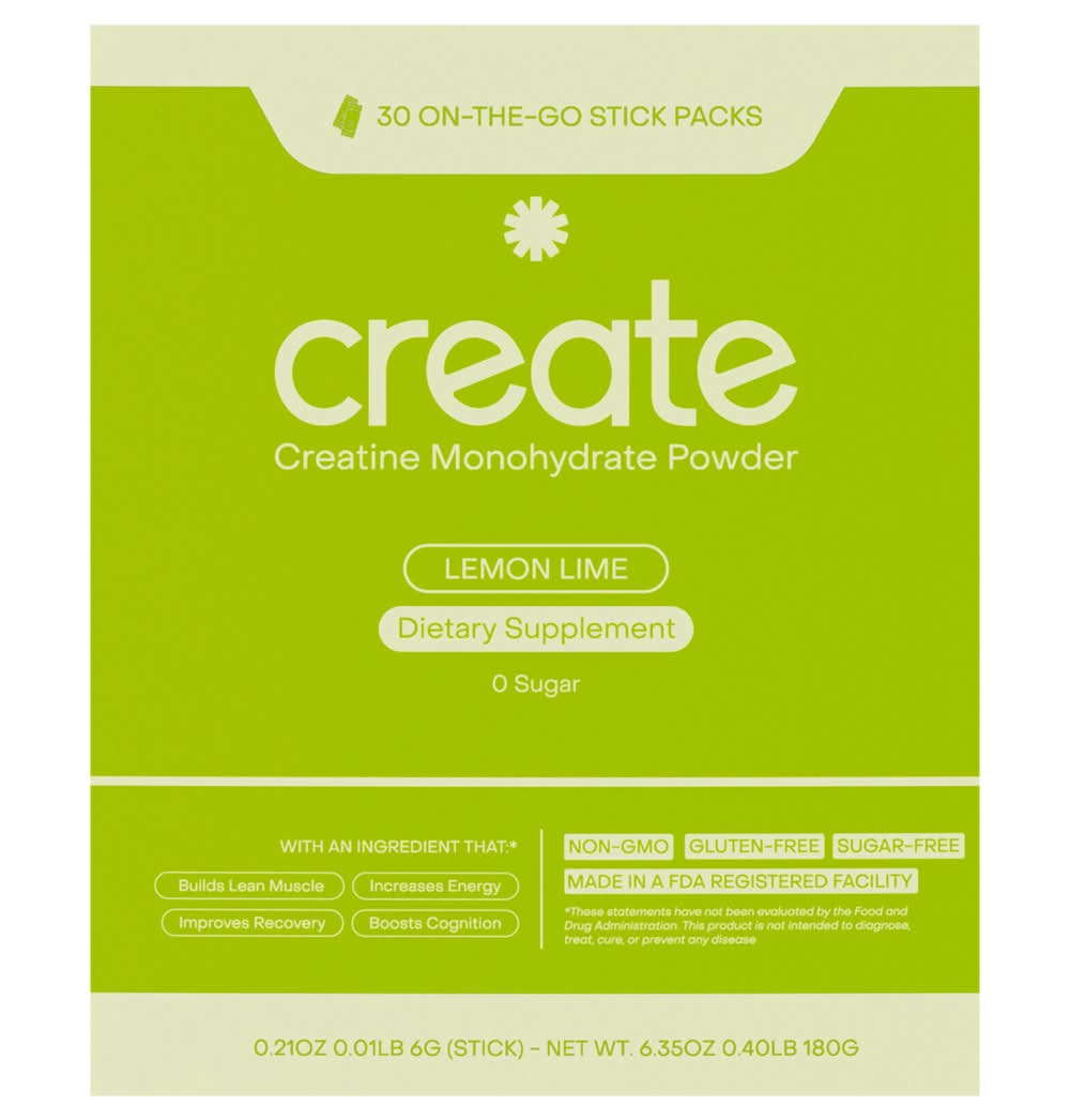 Create Creatine Monohydrate Powder, Lemon Lime (6.35 oz, 30 ct)