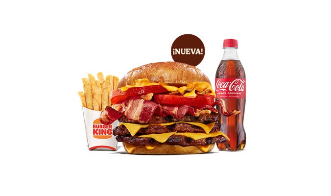 Menú Grande Duo Bacon Cheddar (3 carnes) Grande