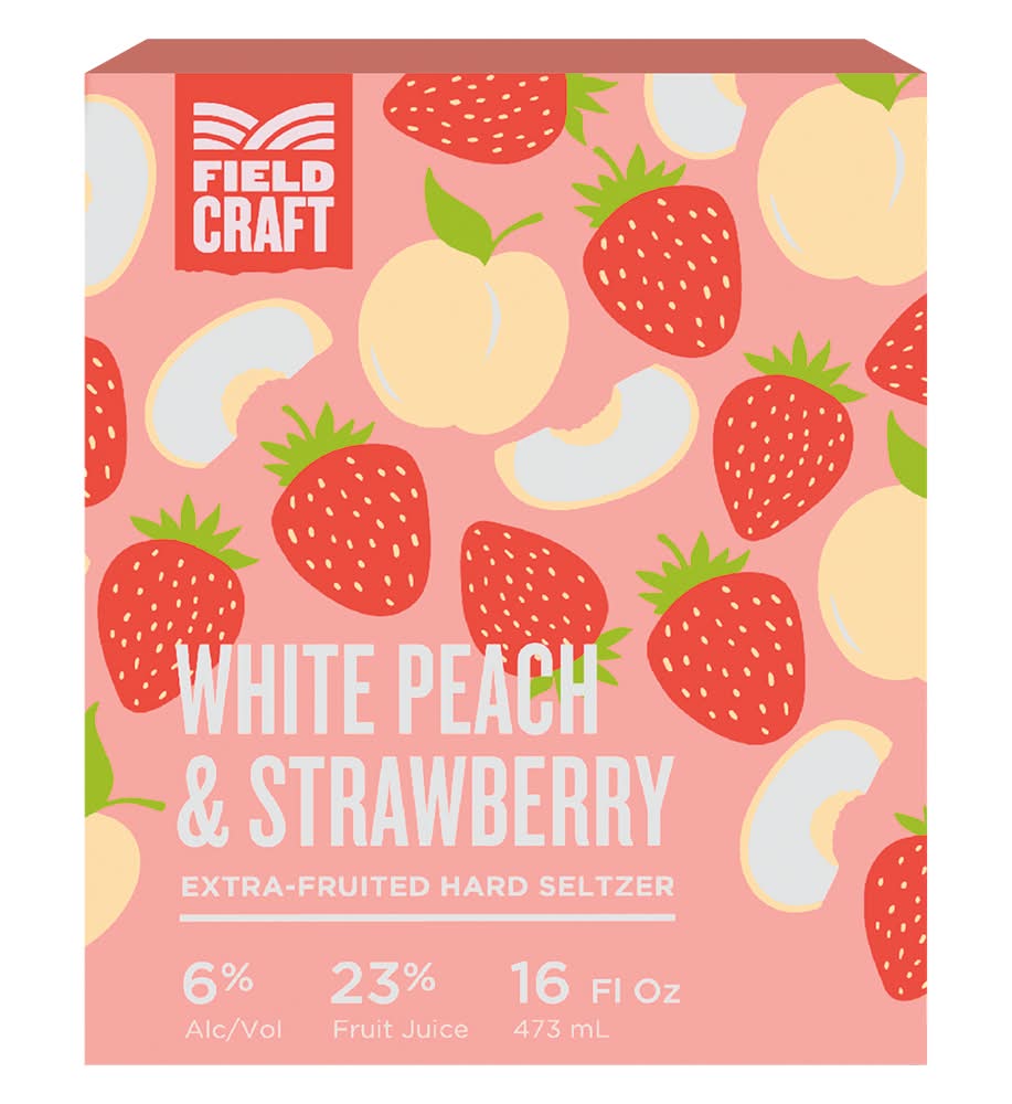 Field Craft Extra-Fruited Hard Seltzer, White Peach-Strawberry (4 x 16 fl oz)