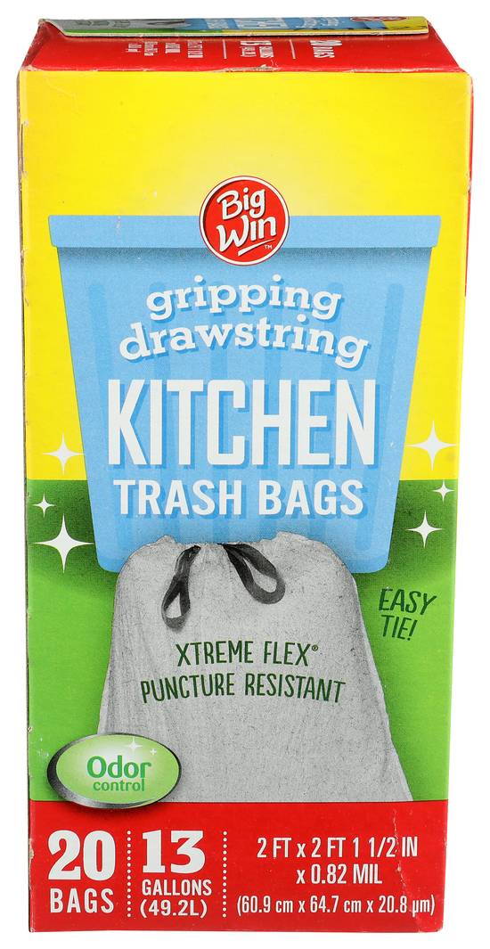Big Win Drawstring Kitchen Trash Bags 13 gal (20 ct)