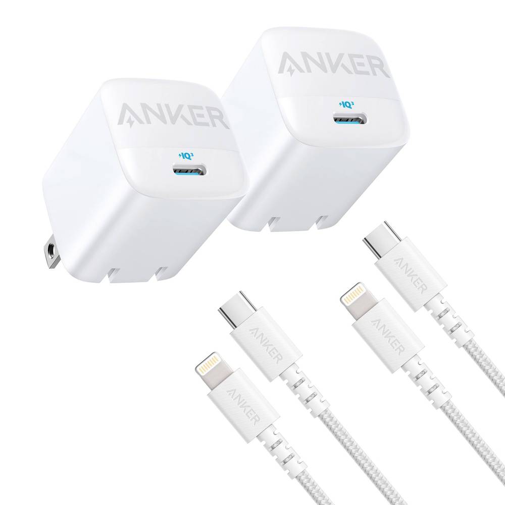 Anker - Chargeur De 30 Watts Avec Câble Usb-C Vers Lightning, Paquet De 2