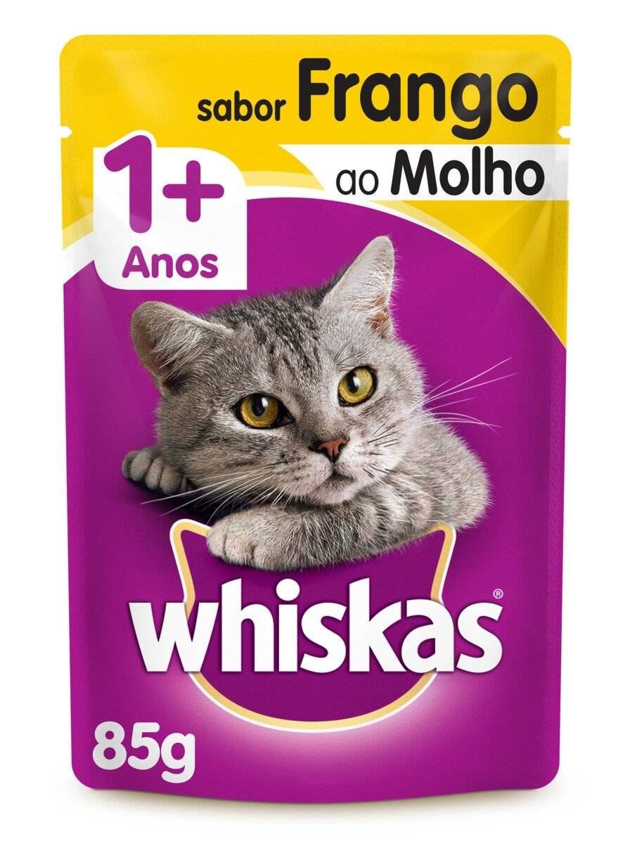 Whiskas ração úmida sabor frango ao molho para gatos 1+ (85 g)