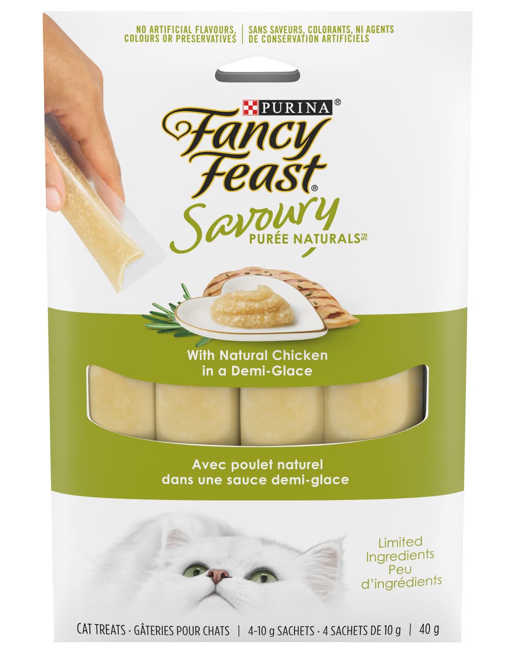 Purina Fancy Feast Savoury Puree in a Demi-Glace Cat Treats, Natural Chicken (10 g)