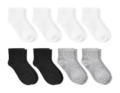 Baby 8pk Ankle Socks - Dealworthy™ 12-24M White/Gray/Black: Knit, Lightweight, Banded Cuff