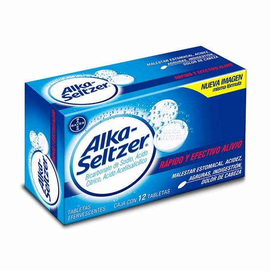 Bayer alka-seltzer bicarbonato de sodio tabletas efervescentes (12 piezas)