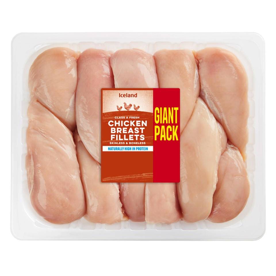 Iceland Class A Fresh Chicken Breast Fillets Skinless and Boneless 4.5kg