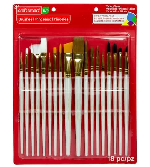 Craft Smart Variety Taklon Brush Super Value pack (18 ct)