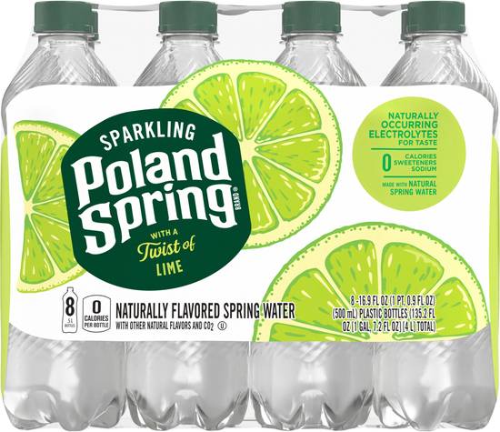 Poland Spring Zesty Lime Sparkling Spring Water (8 x 16.9 fl oz)