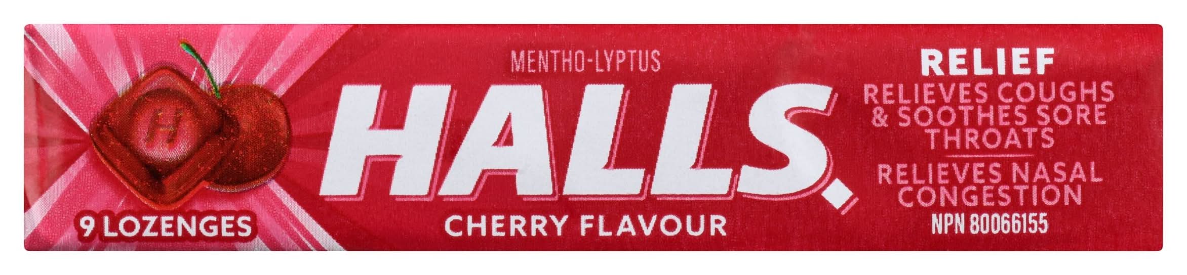 Halls pastilles au menthol contre la toux, saveur de cerise, 9 pastilles (none) - mento-lyptus, cherry (9 units)