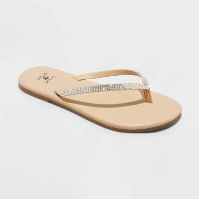 Women's Cali Flip Flop Sandals - Shade & Shore™ Silver 9: Slip-On Thong, Textured Outsole, Open Round Toe