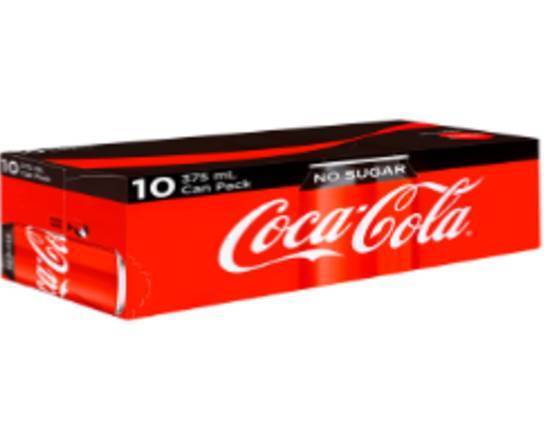 Coca-Cola No Sugar Fridge Mate Cans 375mL (10 Pack)