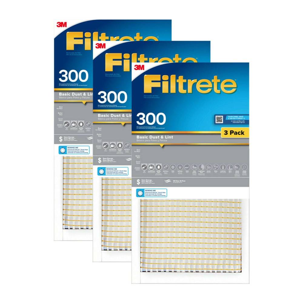 Filtrete 14-in W x 20-in L x 1-in MERV 5 300 MPR Basic Dust and Lint Electrostatic Air Filter (3-Pack) | 305DC-3PK-4