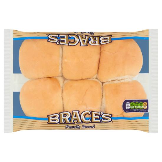 Brace's Family Bread 6 Soft White Baps