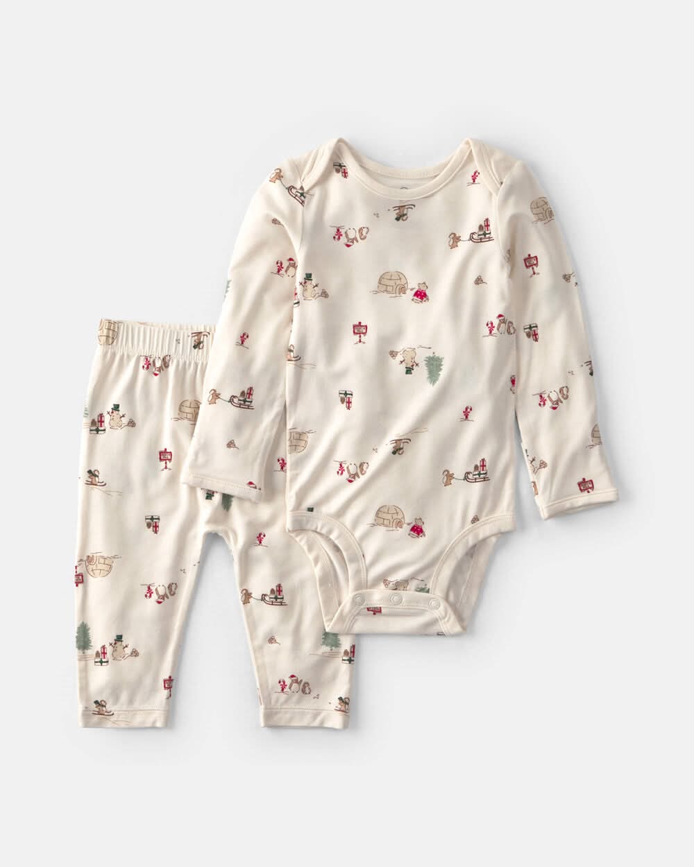 Baby 2-Piece North Pole PurelySoft™ Long-Sleeve Bodysuit & Pant Set - Cream - 6M