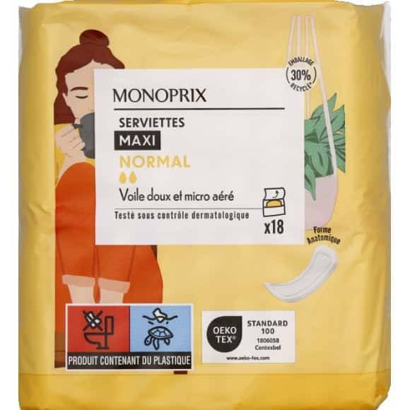 Monoprix Serviettes Maxi Normal Le Paquet De 18