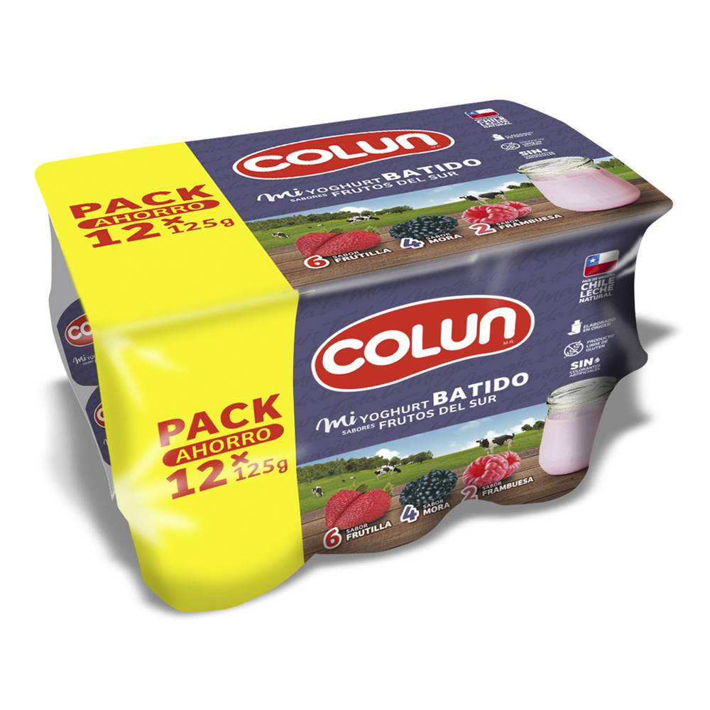Colun pack yoghurt batido frutos del sur (12 u x 125 g c/u)