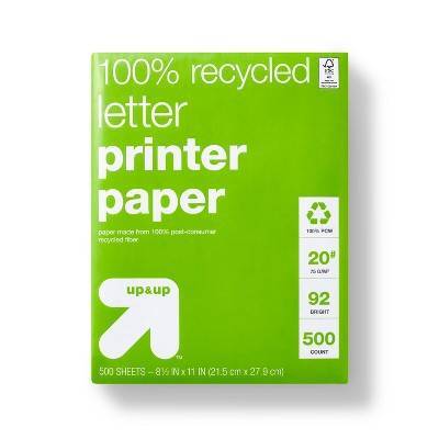 Up&Up Recycled Letter Printer Paper White (500 ct)(21.5cmx27.9cm)