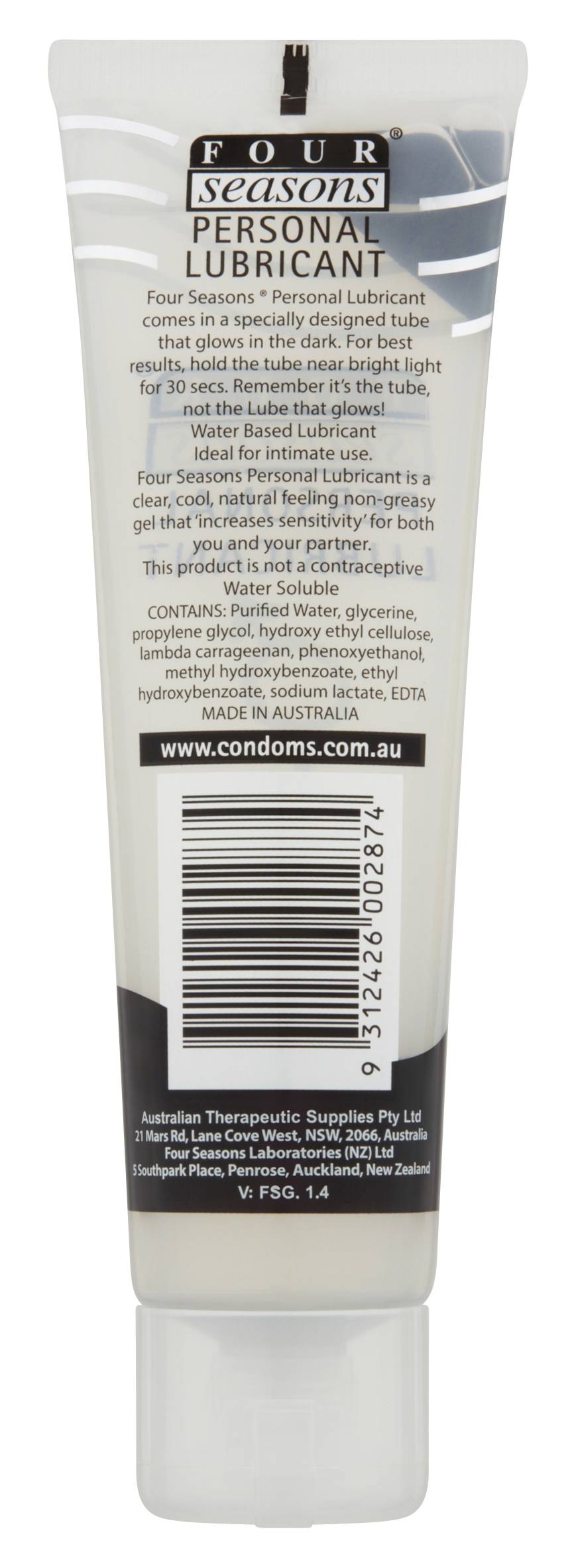 Coles - Four Seasons Glow in the Dark Tube Personal Lubricant (100mL) -  Delivery in Under an Hour