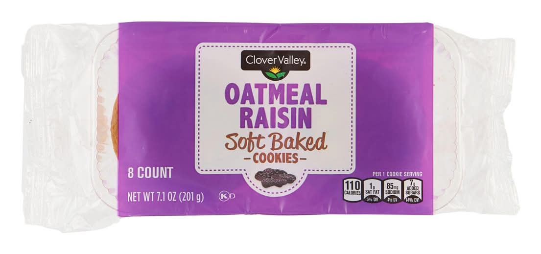 Clover Valley Oatmeal Raisin Soft Baked Cookies (7.1 oz, 8 ct)