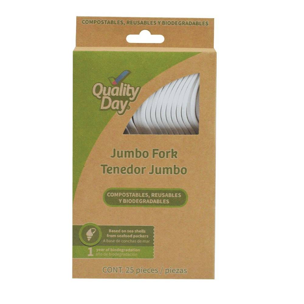 Quality day tenedor jumbo blanco (caja 25 piezas)