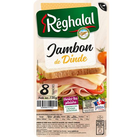 Réghalal - Jambon de dinde sandwich spécial (8 pièces)