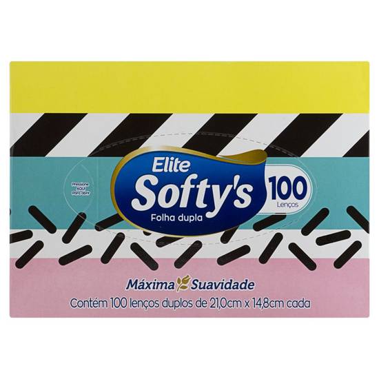 Elite lenço de papel folha dupla softy's máxima suavidade (100 lenços)