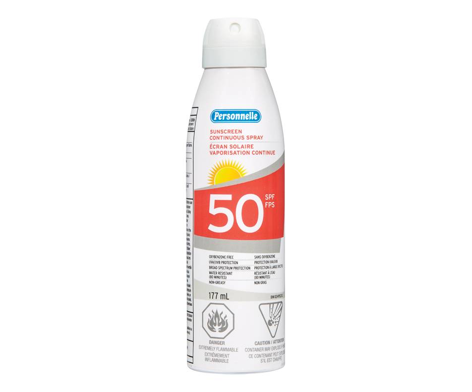 Personnelle écran solaire vaporisation continue spf50