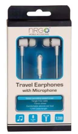 NRG Travel Earphones With Mic