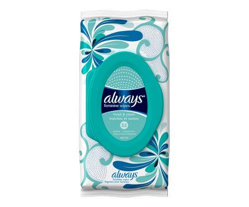 Always lingettes humides fraîches et propres pour femmes (32 unités) - feminine fresh & clean wipes (32 units, lightly scented.)