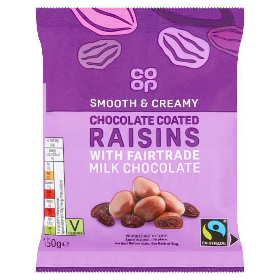 Co-Op Fairtrade Milk Chocolate Californian Raisins 150g