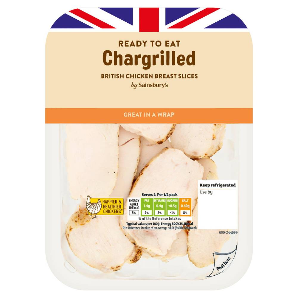 SAVE £0.85 Sainsbury's Chargrilled British Chicken Breast Slices 160g