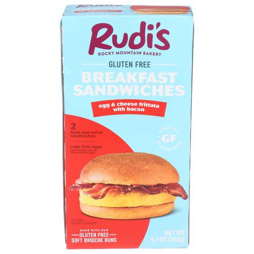 Rudi's Gluten Free Egg & Cheese Frittata With Bacon Breakfast Sandwich