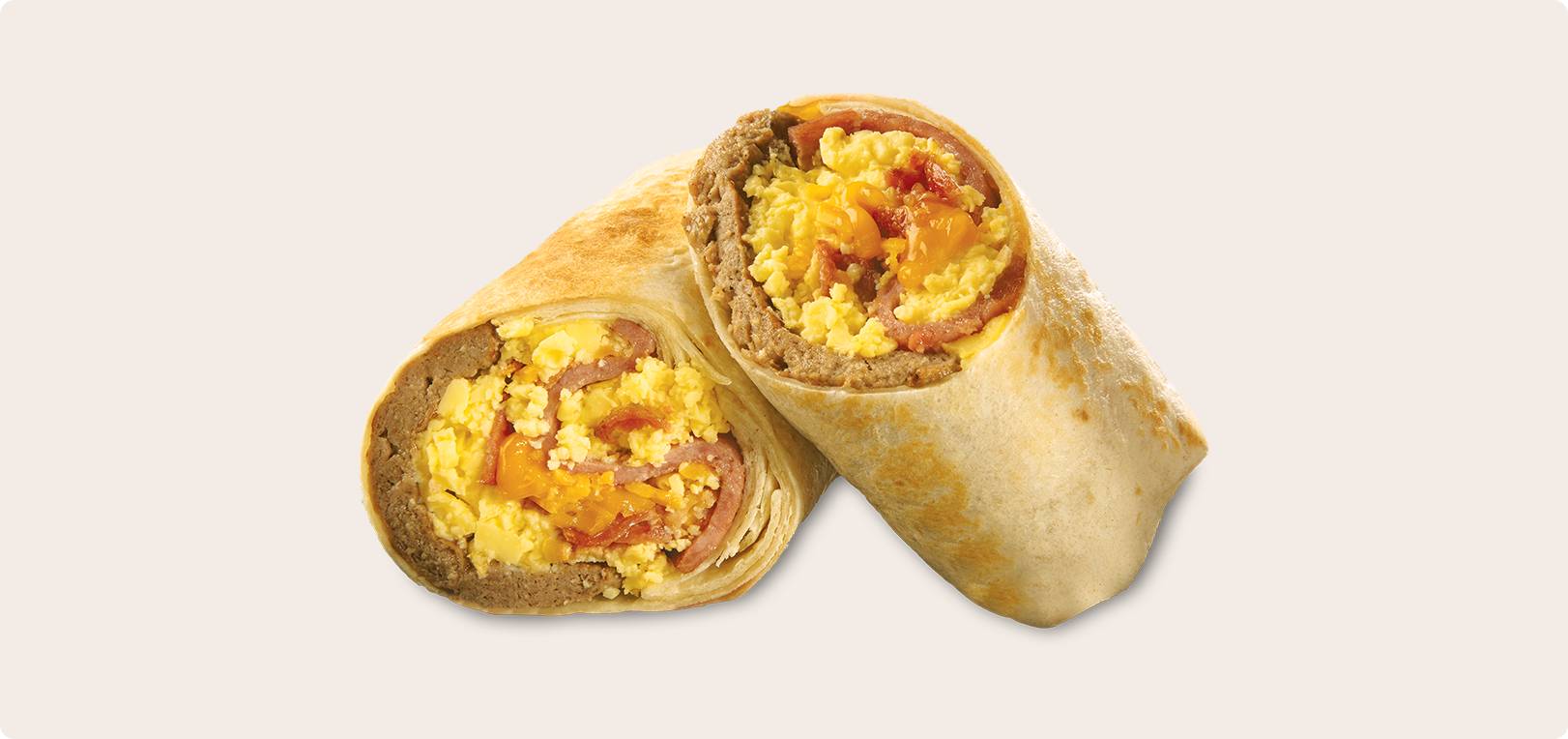 Bacon, Sausage, Pork Roll, Egg & Cheese Burrito